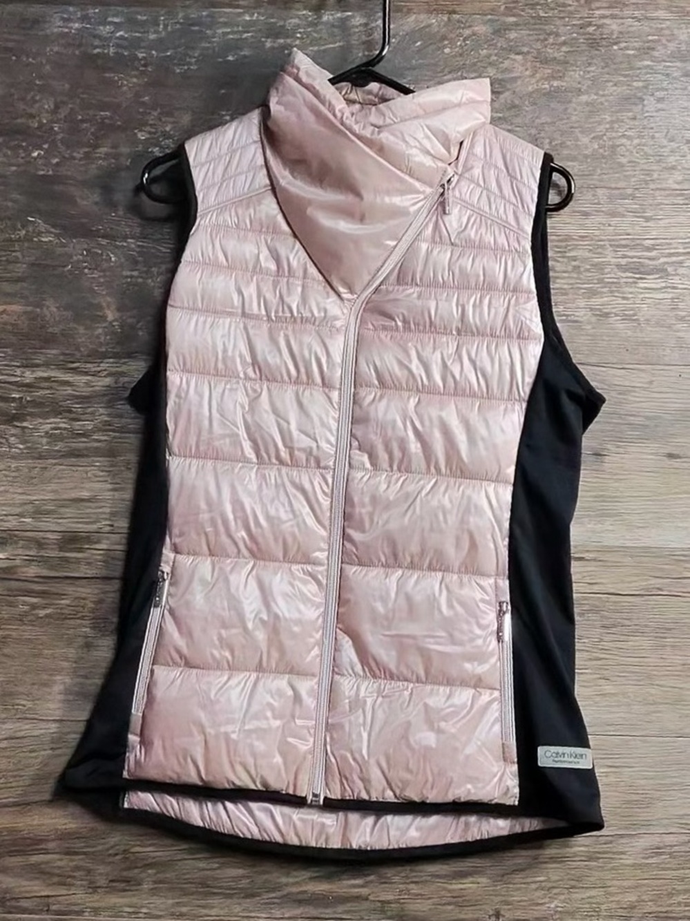 Calvin Klein Performance Light Pink Quilted Vest with Black Panels